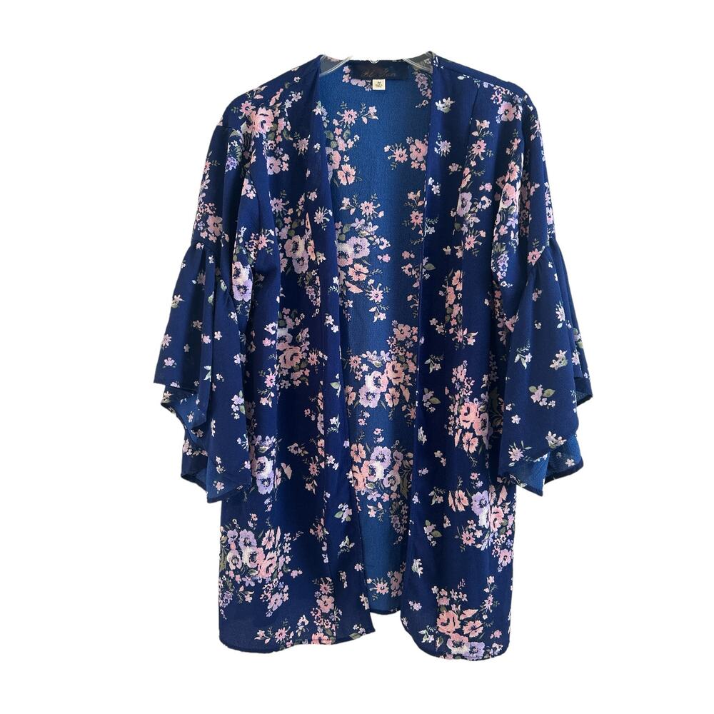 Blue Rain Ladies Blue with Flowers Lightweight Robe Size M Medium Fab Fit Fun